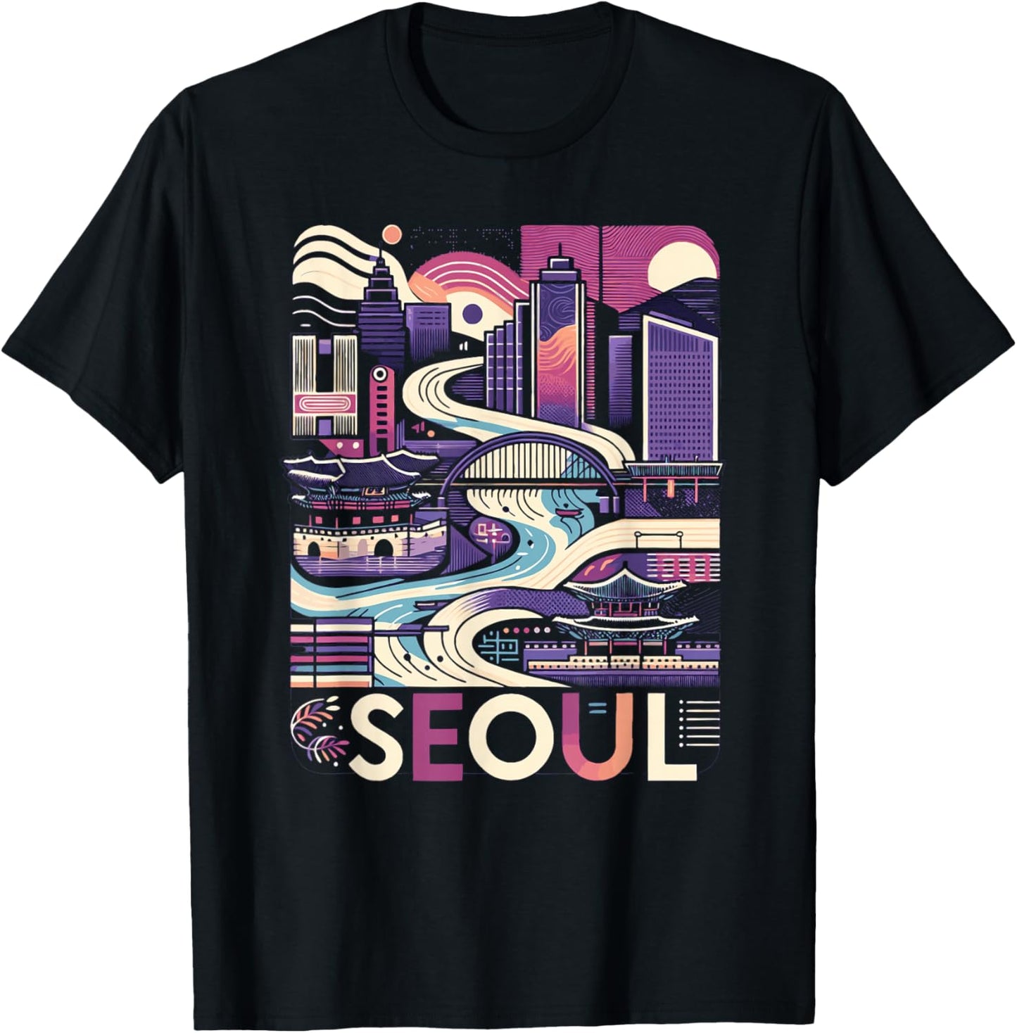 Seoul Korea Modern Artistic Graphic T-Shirt - T-Shirt | Black