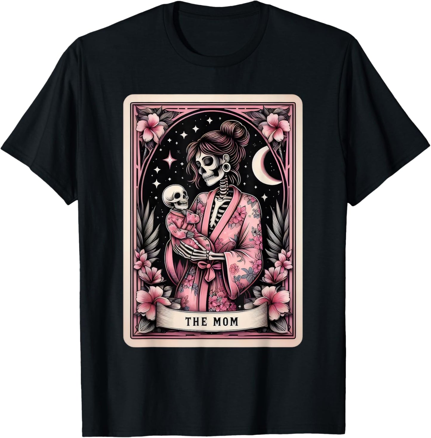 The Mom Tarot Card Skeleton Mama Coffee Happy Mother's Day T-Shirt - T-Shirt | Black