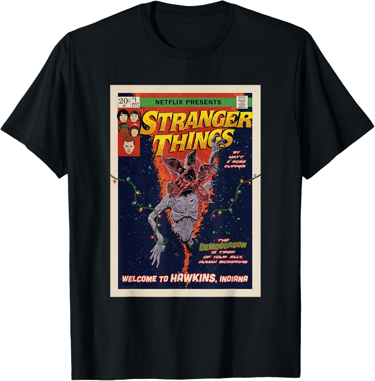 Stranger Things Welcome to Hawkins Comic Cover T-Shirt - T-Shirt | Black