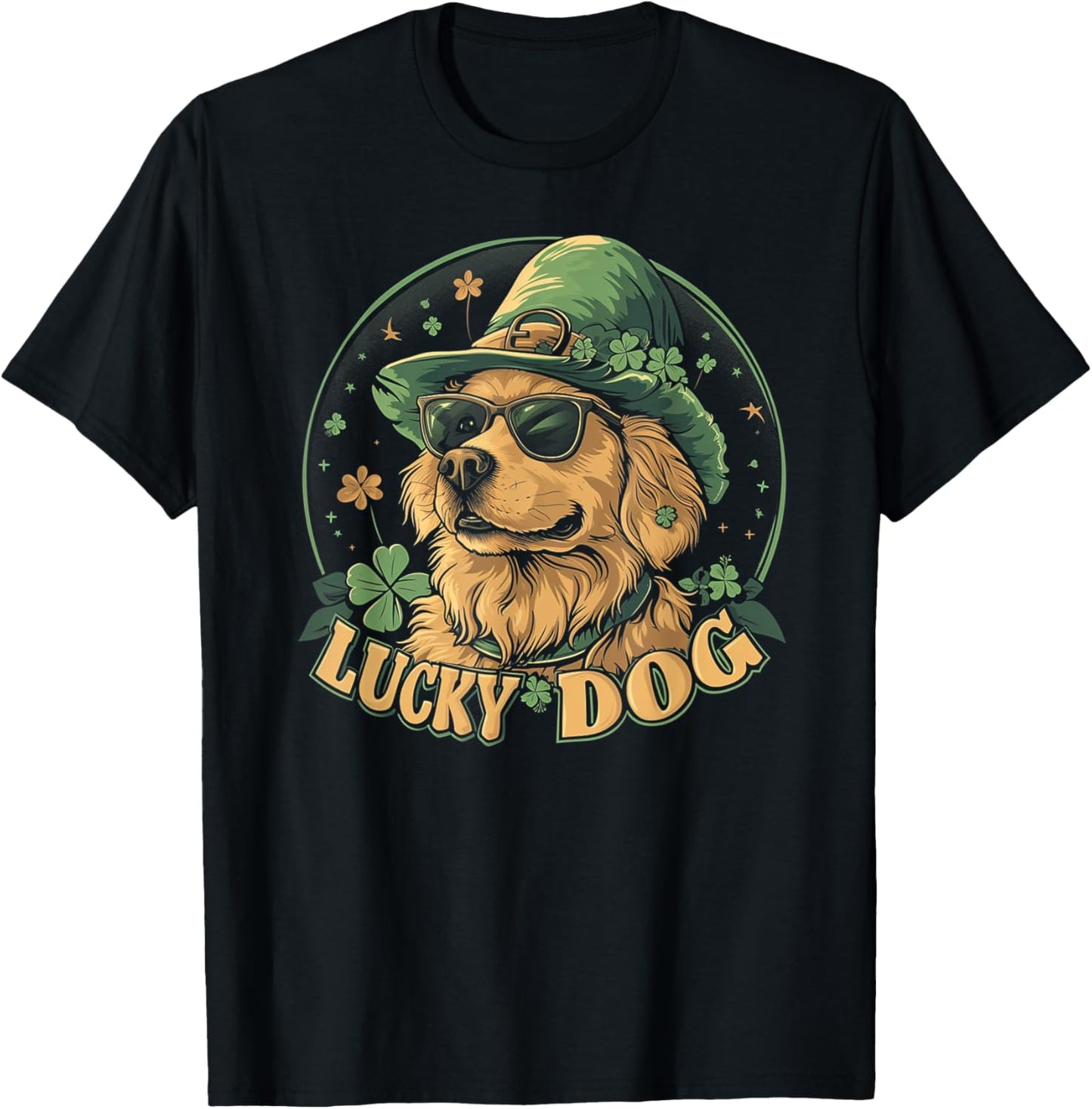 Golden Retriever Dog - St. Patrick's Day Saint Paddy's Irish Men Women Kids T-Shirt - T-Shirt | Black