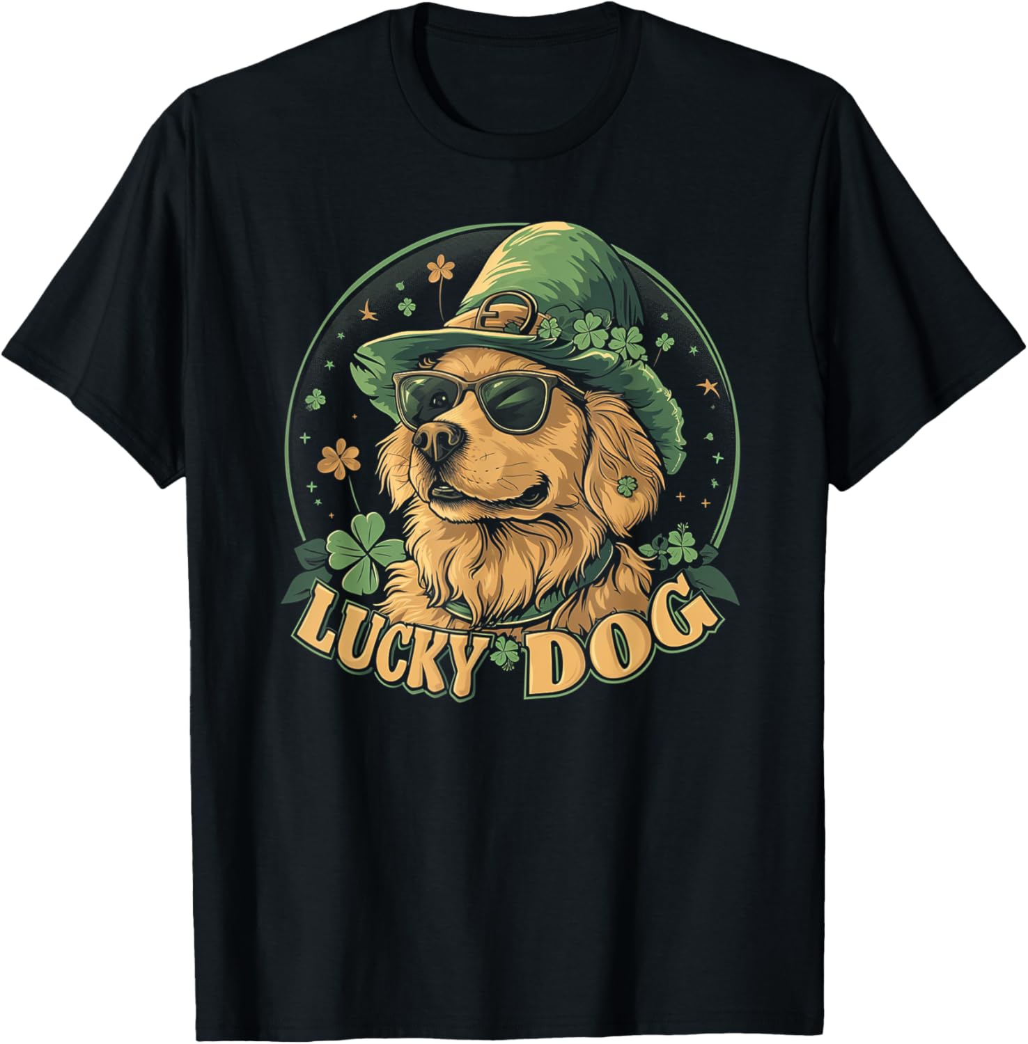 Golden Retriever Dog - St. Patrick's Day Saint Paddy's Irish Men Women Kids T-Shirt - T-Shirt | Black