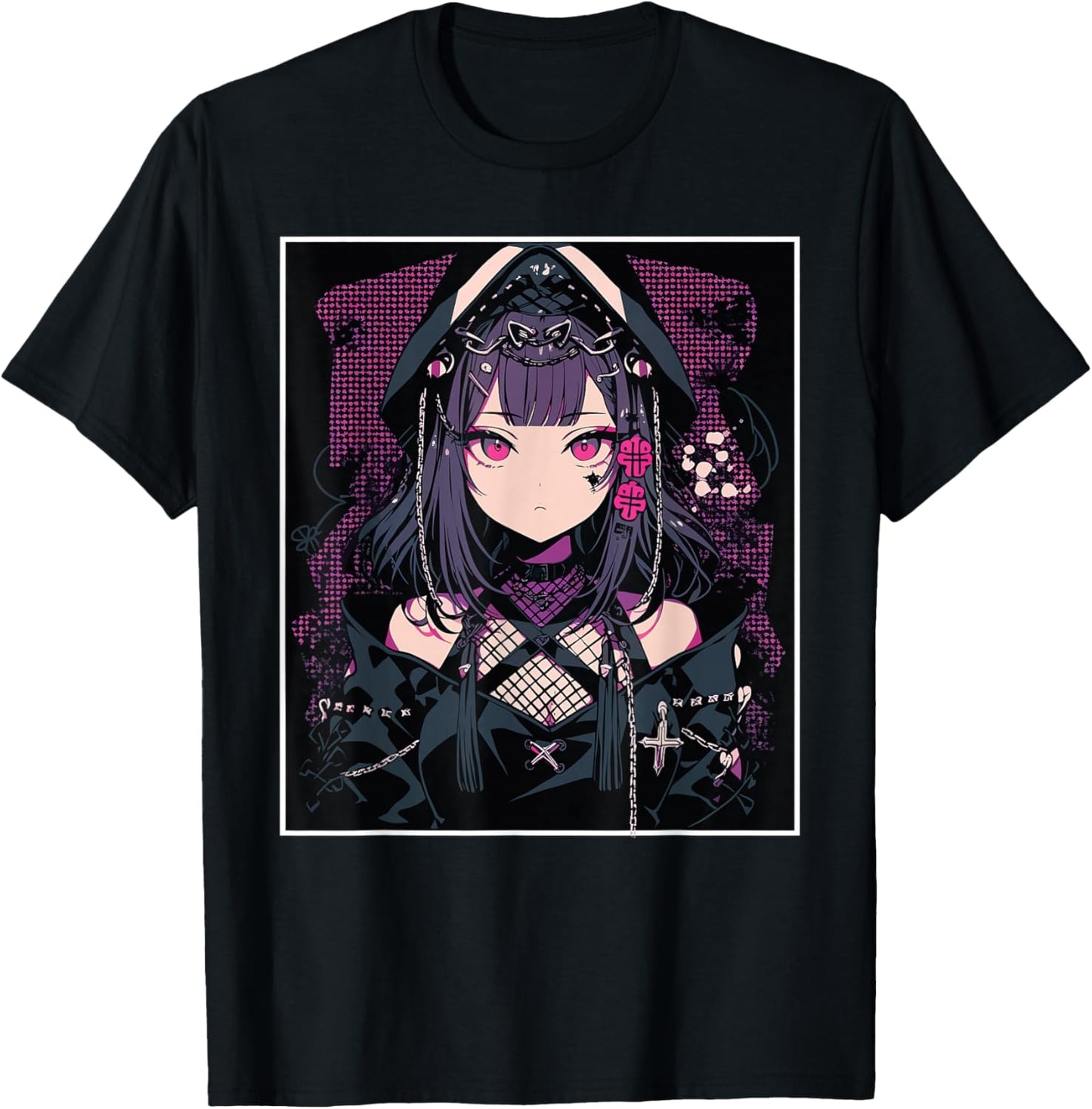 Anime Girl Gothic Waifu Japanese Aesthetic Kawaii Otaku T-Shirt - T-Shirt | Black