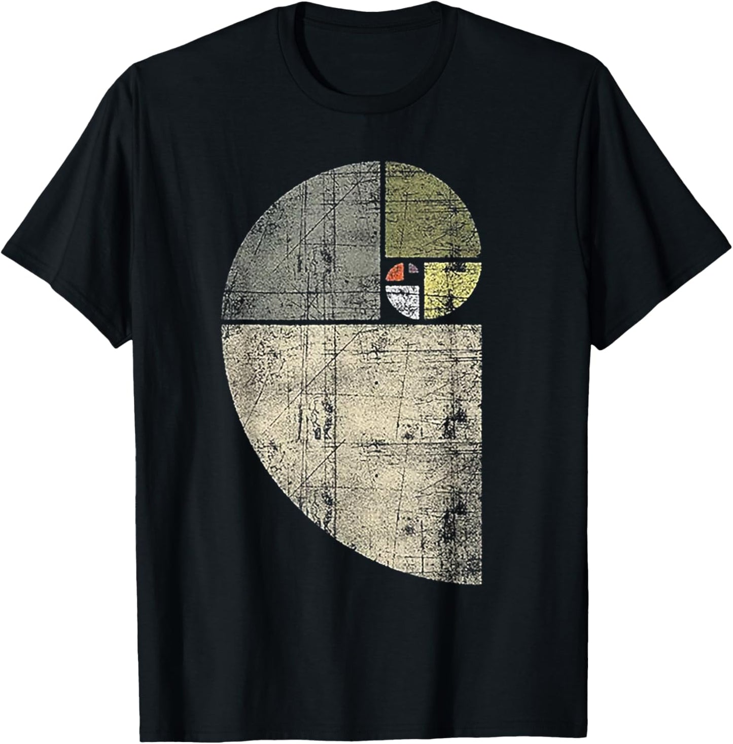 Distressed Fibonacci Spiral T-Shirt - T-Shirt | Black