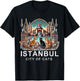 Travel to Istanbul - City of Cats, Turkey, White Font Ed T-Shirt - T-Shirt | Black