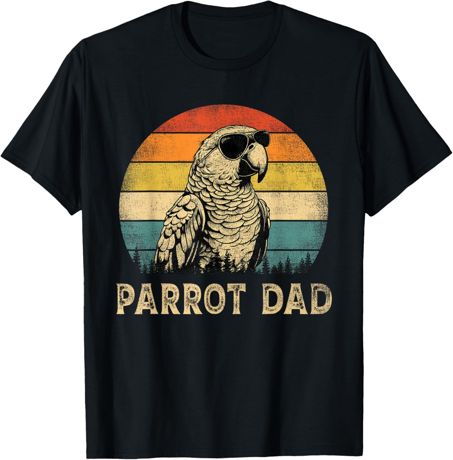 Vintage Parrot Dad Parrot Lovers Daddy Father's Day T-Shirt - T-Shirt | Black