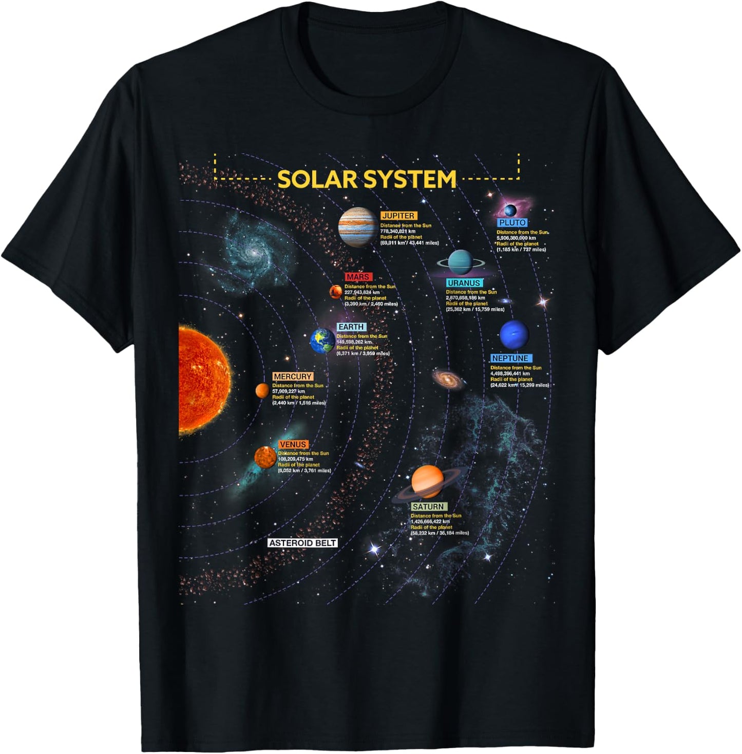 Solar System T Shirt - Perfect Space Enthusiasts Gift T-Shirt - T-Shirt | Black