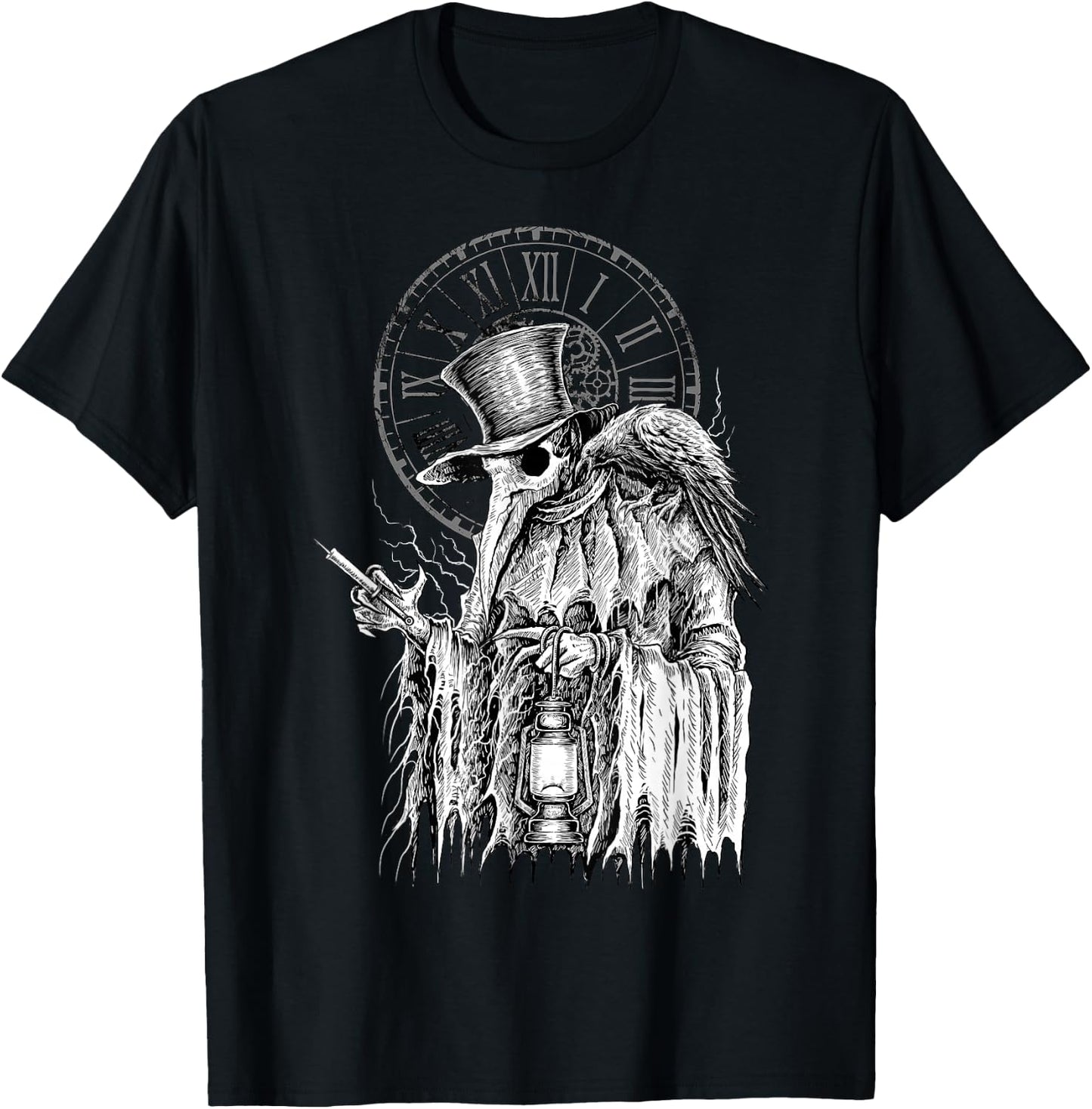 Plague Doctor Death Virus with Raven T-Shirt - T-Shirt | Black