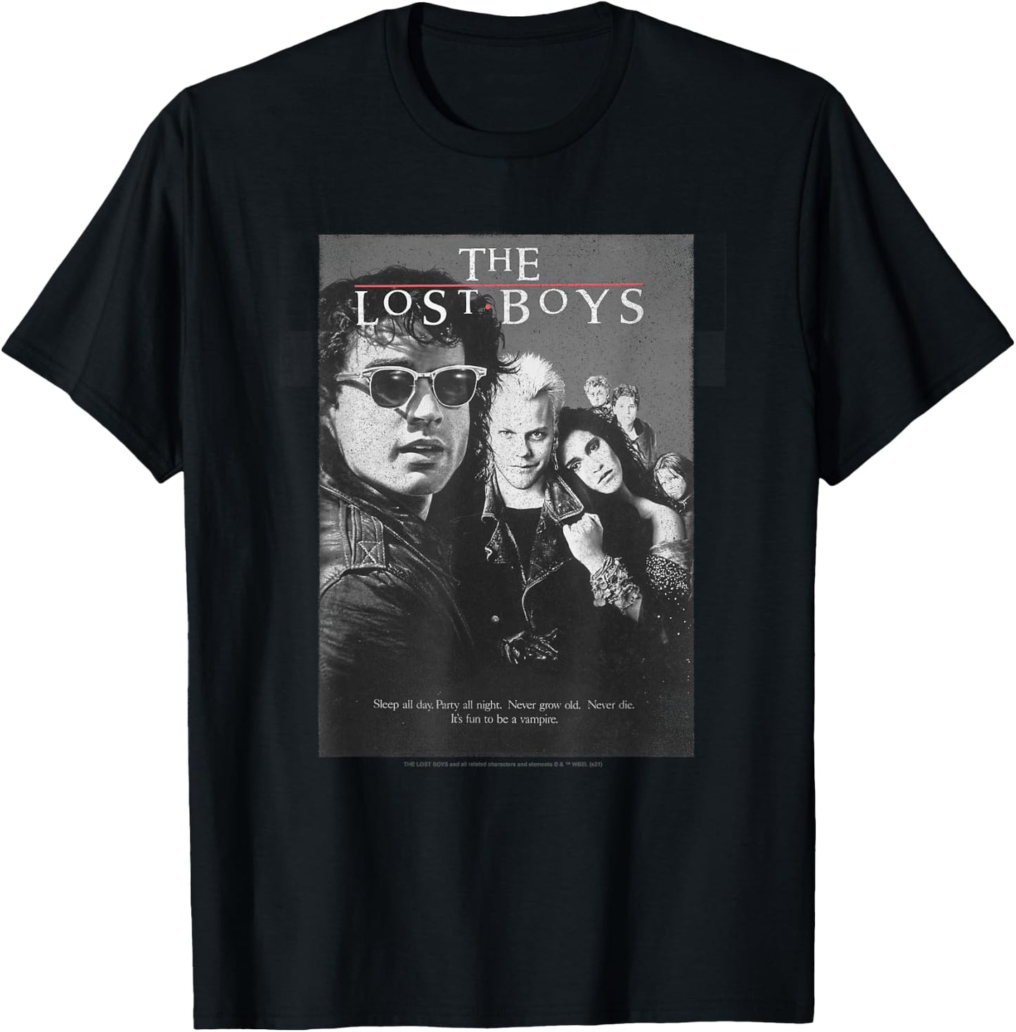 Lost Boys Group Shot Black & White Movie Poster T-Shirt - T-Shirt | Black
