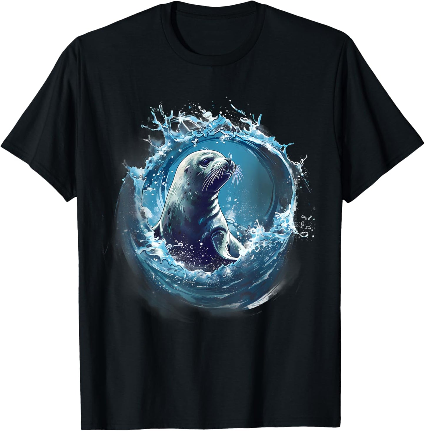 Seal Sea Ocean Animal Ocean Sea Seal Artwork Marine Mammal T-Shirt - T-Shirt | Black