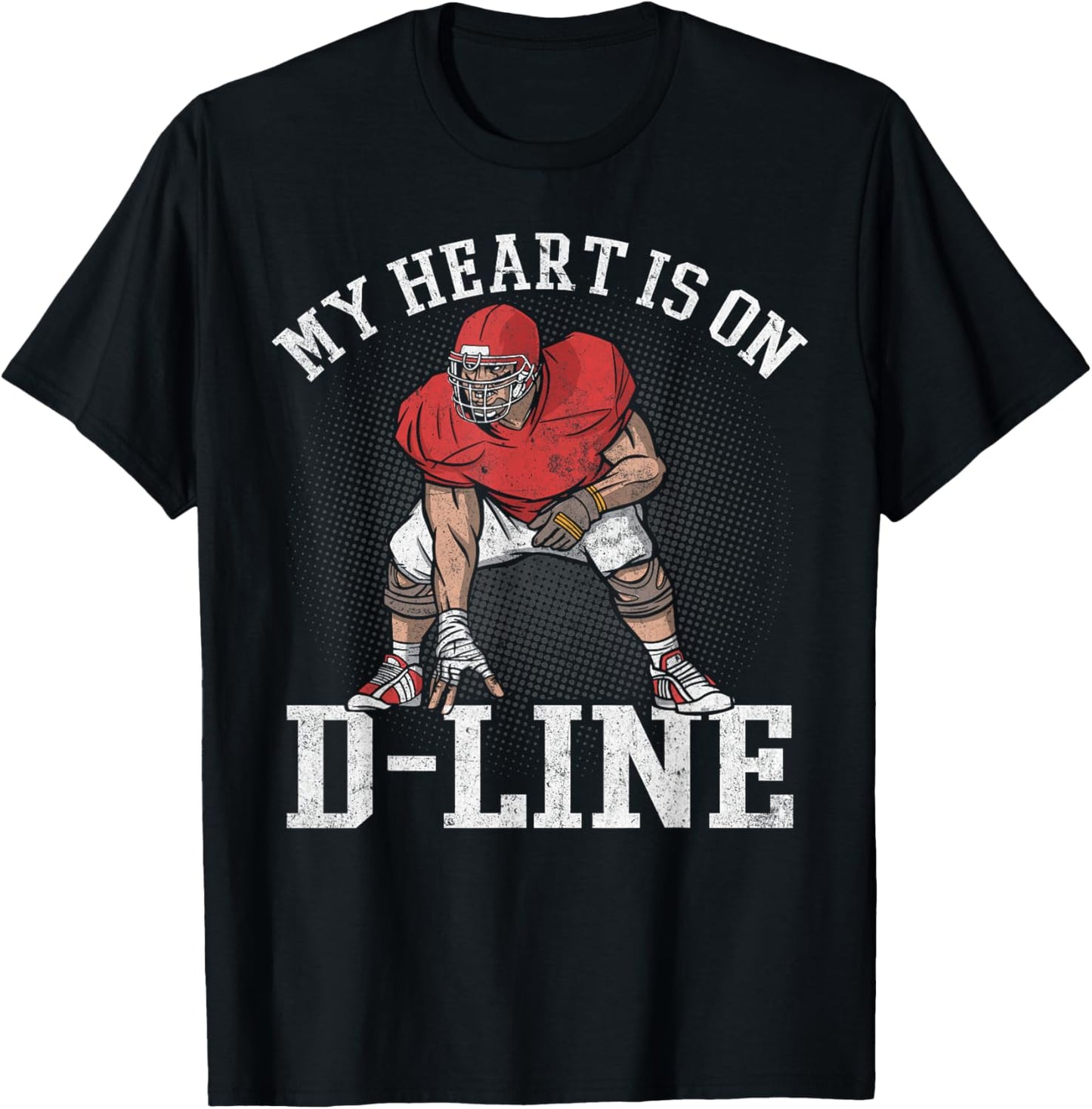 My Heart Is On D-Line Lineman Vintage Distressed Apparel T-Shirt - T-Shirt | Black