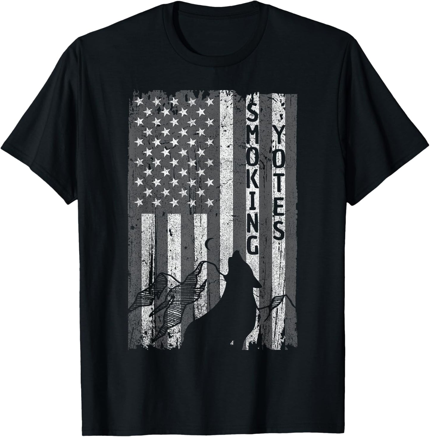 Vintage US Flag Coyote Hunting Hunter Hunters Gift T-Shirt - T-Shirt | Black