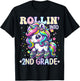 2nd Grade Back To School First Day Girl Rollin Unicorn T-Shirt - T-Shirt | Black