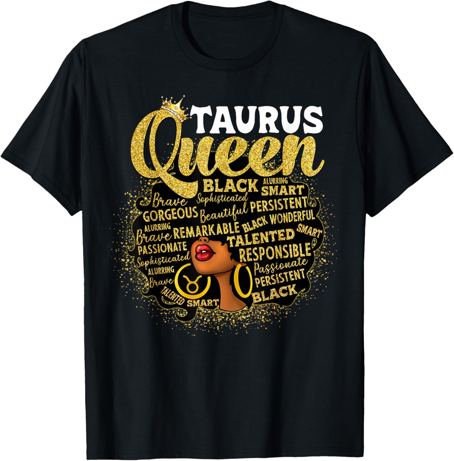 African American Women Zodiac Birthday Taurus Queen T-Shirt - T-Shirt | Black