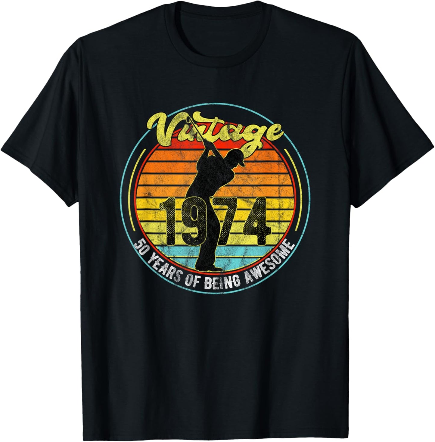 50 Year Old Gifts Vintage Golf Golfer 1974 50th Birthday T-Shirt - T-Shirt | Black