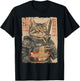 Samurai Cat Loves Ramen Funny Anime Japanese Artwork Samurai T-Shirt - T-Shirt | Black