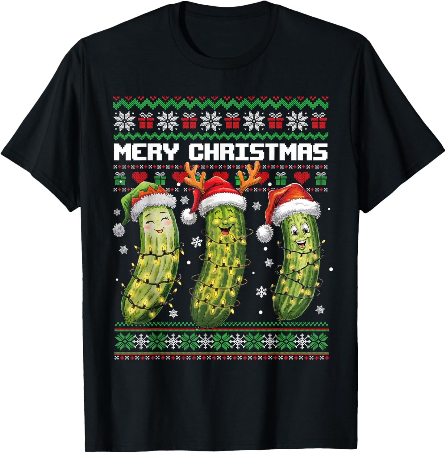 Pickle Lovers Funny Christmas Pajama Family Grandma Mom Kids T-Shirt - T-Shirt | Black