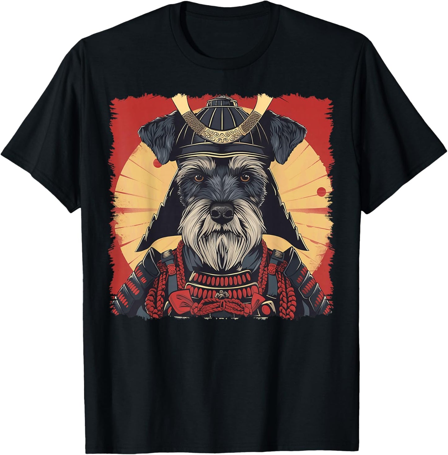 Miniature Schnauzer Dog Japanese Art Samurai Ukiyo-e Vintage T-Shirt - T-Shirt | Black