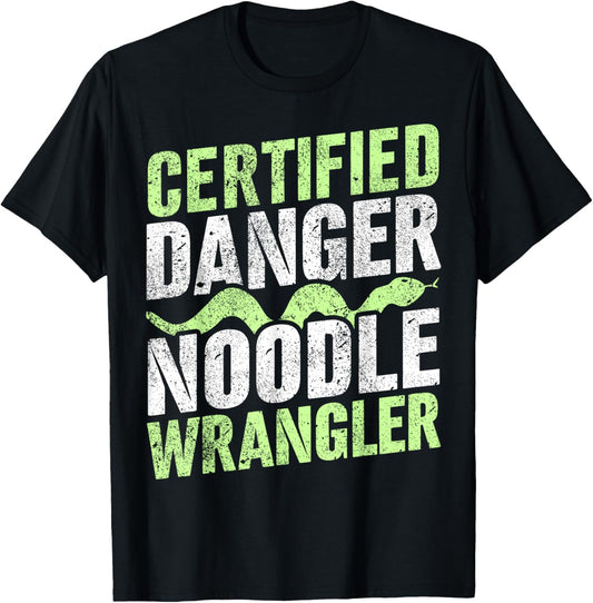 Certified Snake Handler I Snake Danger Noodle I Snake T-Shirt - T-Shirt | Black