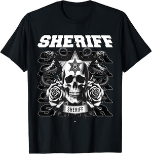 Sheriff Star Snakes and Roses T-Shirt - T-Shirt | Black