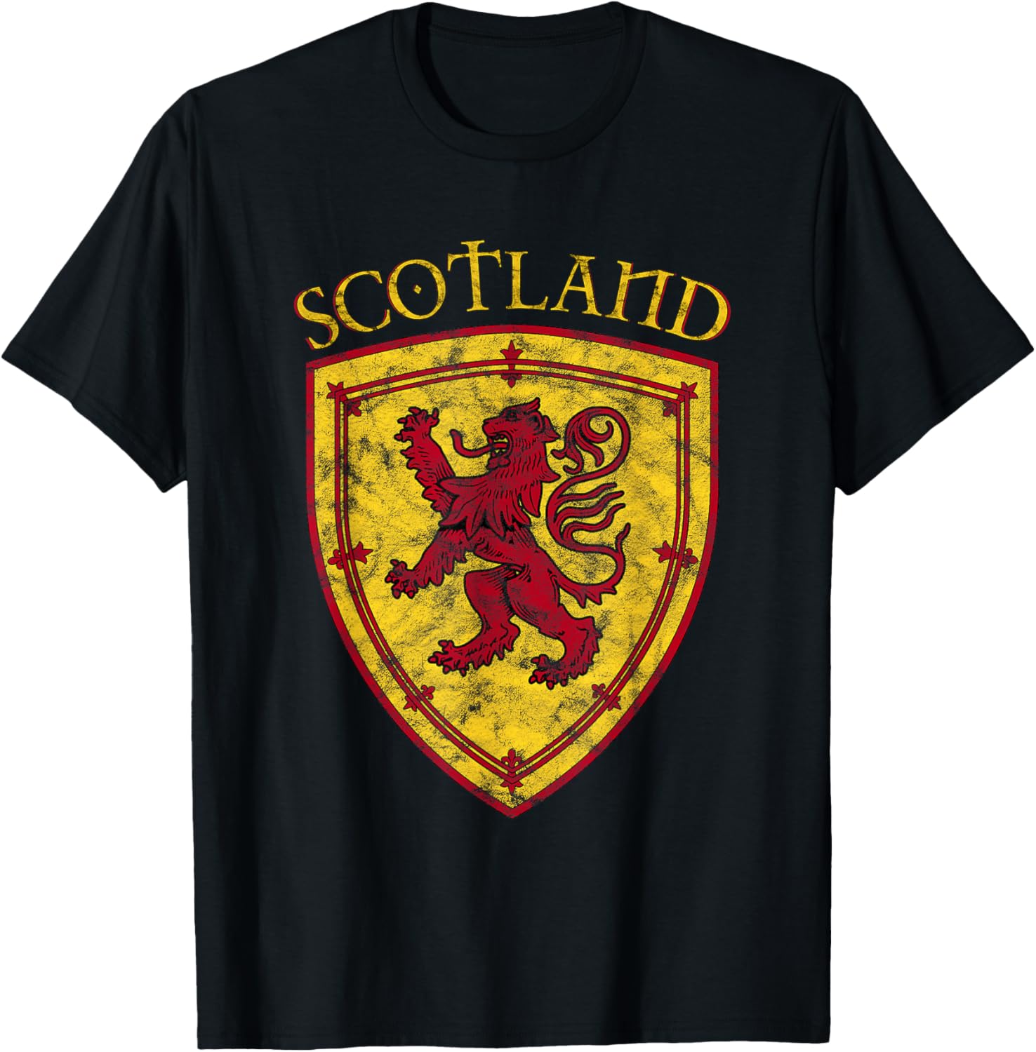 Scottish Rampant Lion Scotland Coat of Arms Banner T-Shirt - T-Shirt | Black