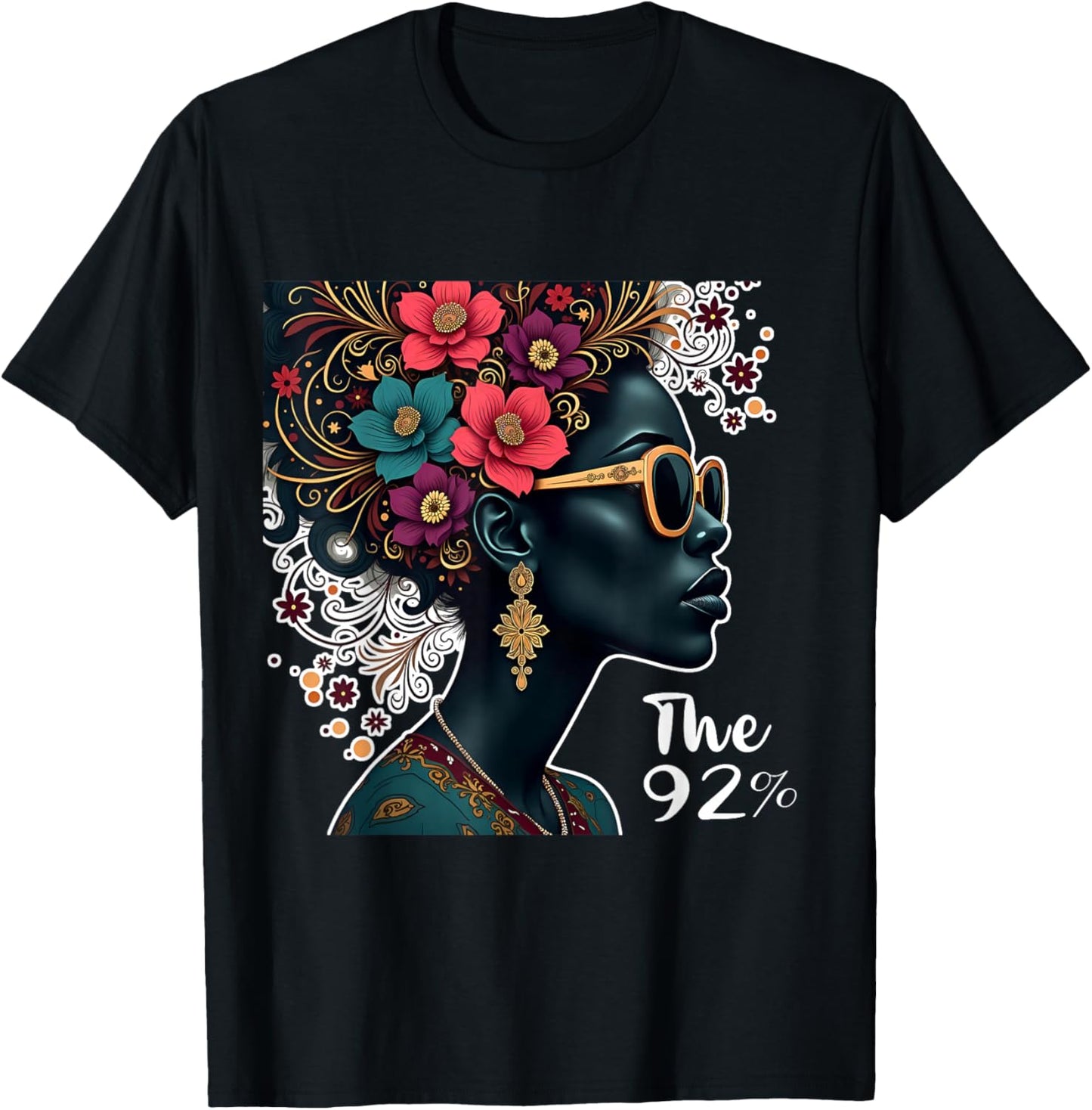 The 92 Percent – The 92 Percent Floral Logo w/ Black Women T-Shirt - T-Shirt | Black