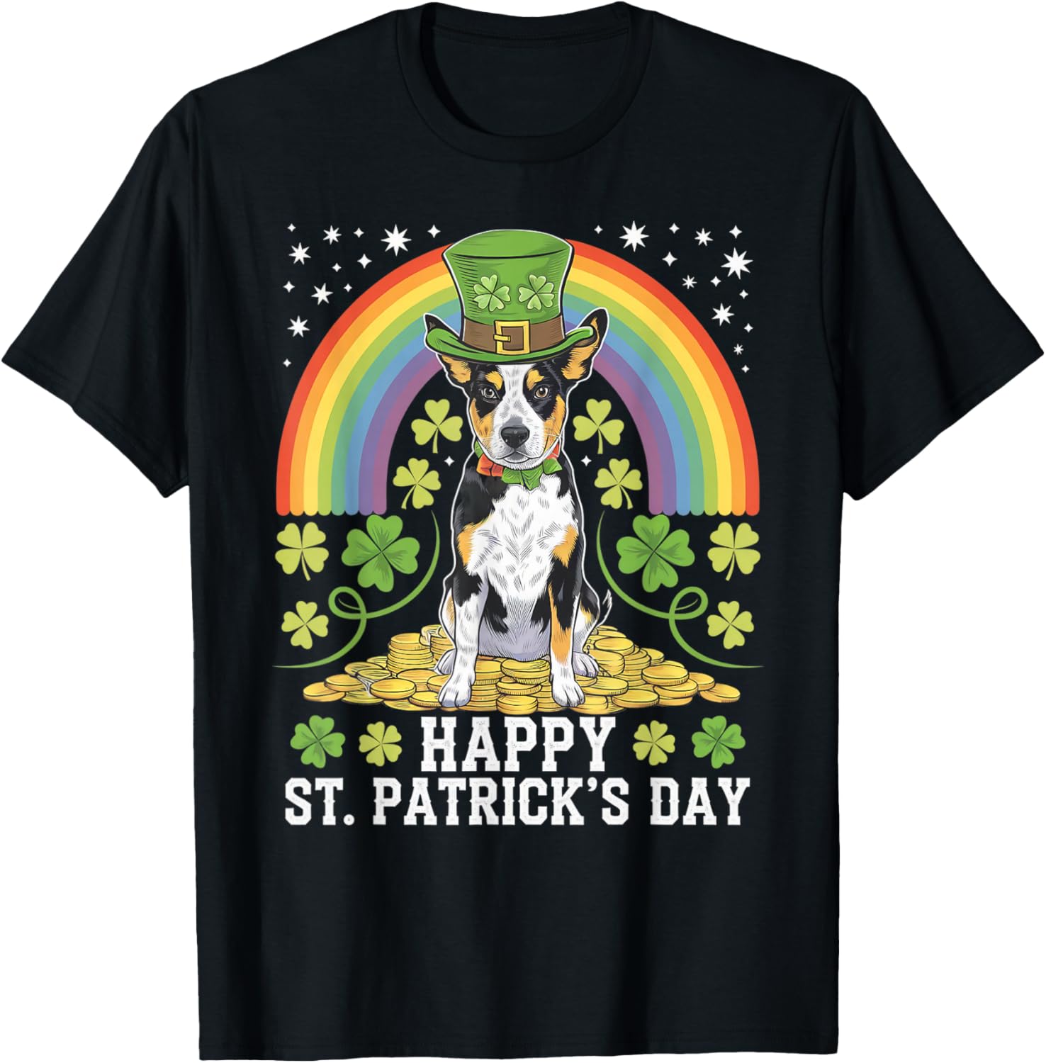 Blue or Red Heeler on Australian Cattle Dog St Patricks Day T-Shirt - T-Shirt | Black