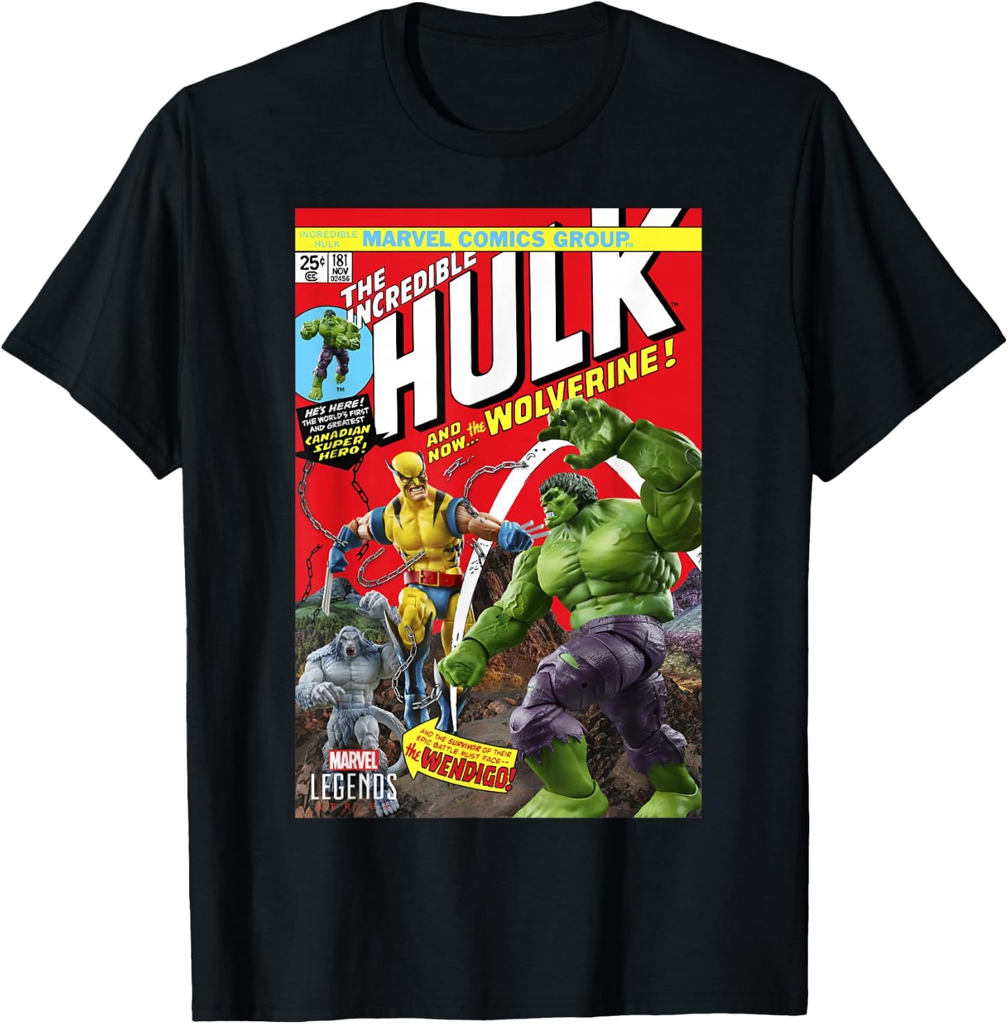 Marvel Legends Series Hulk and Wolverine Comic Cover T-Shirt - T-Shirt | Black
