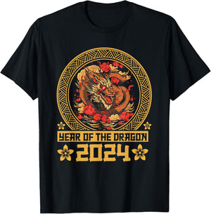 Dragon 2024 Year of the Dragon Lunar New Year 2024 T-Shirt - T-Shirt | Black