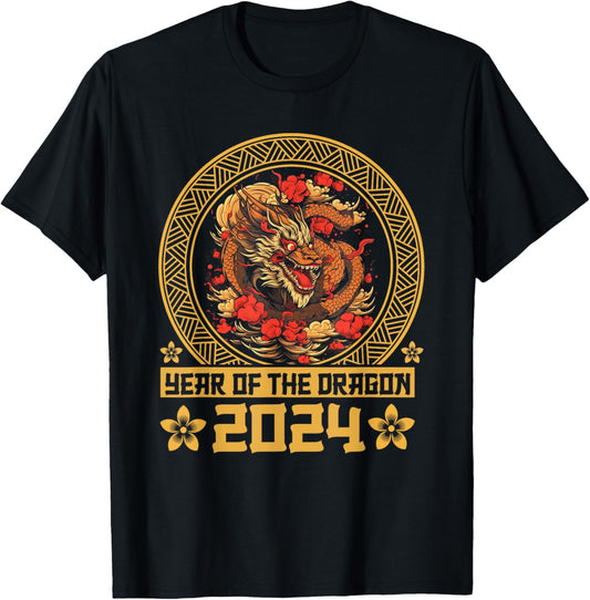 Dragon 2024 Year of the Dragon Lunar New Year 2024 T-Shirt - T-Shirt | Black