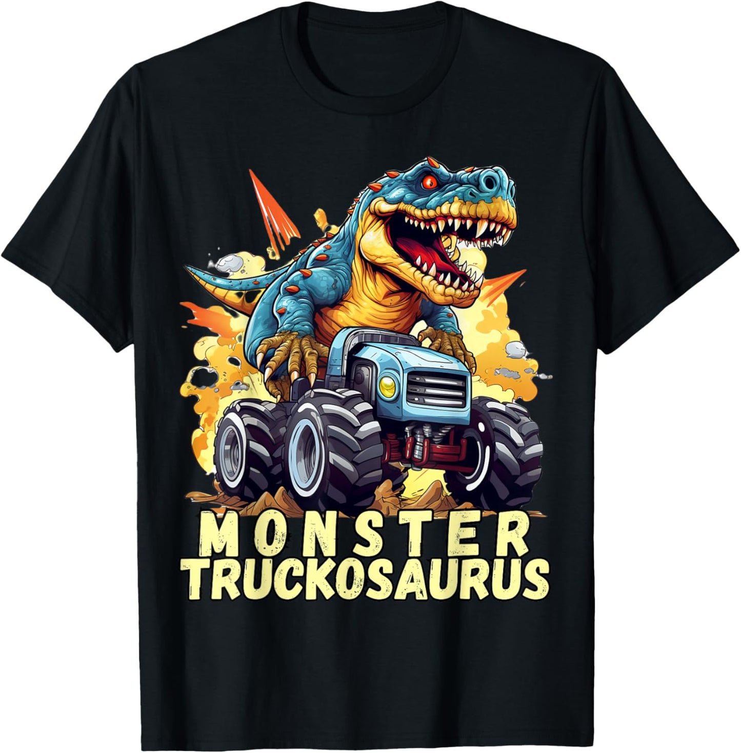 Monster Truckosaurus - Dinosaur T-Rex Monster Truck Funny T-Shirt - T-Shirt | Black