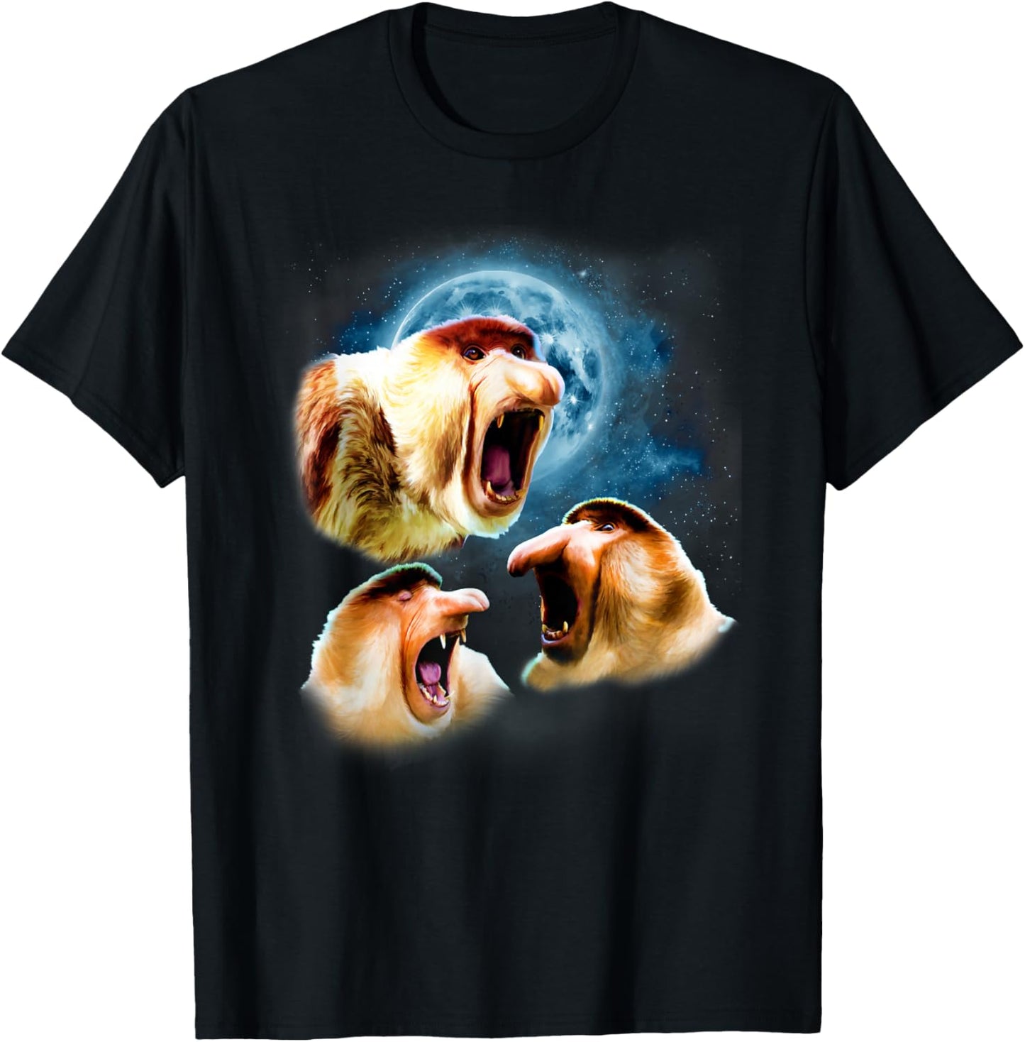 Howling at the Moon Shirt - Funny Proboscis Monkey T-Shirt - T-Shirt | Black