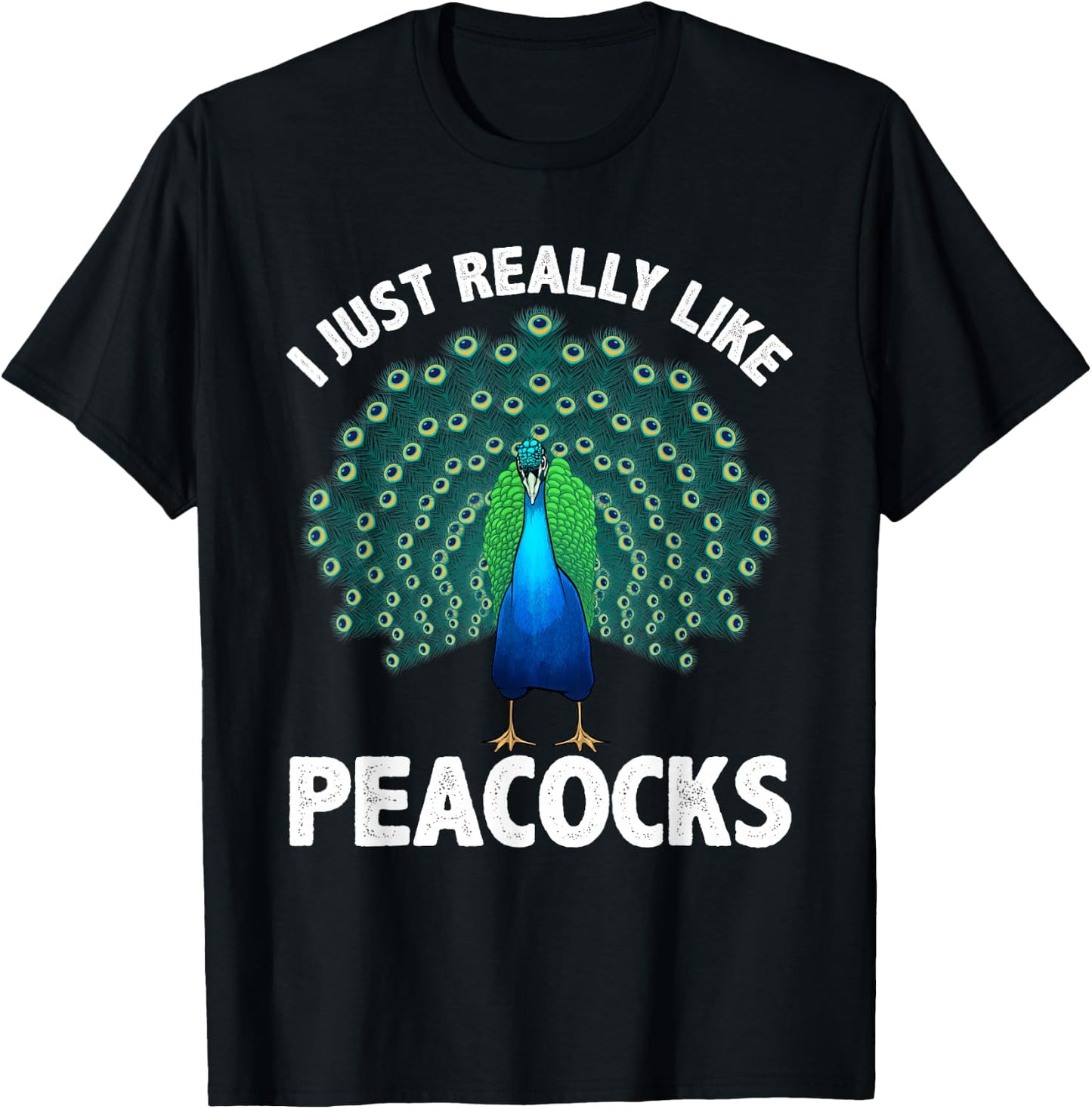 Cool Peacock Design Women Kids Bird Peacock Lovers T-Shirt - T-Shirt | Black