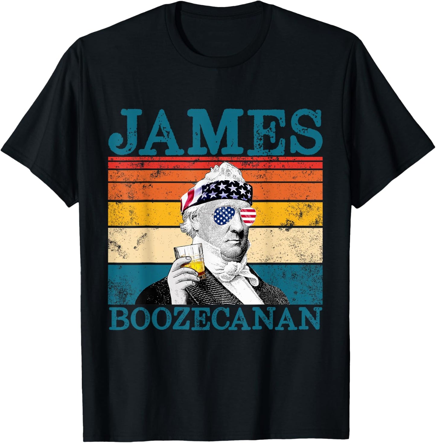 James Boozecanan Patriotic Retro Drinking President Buchanan T-Shirt - T-Shirt | Black