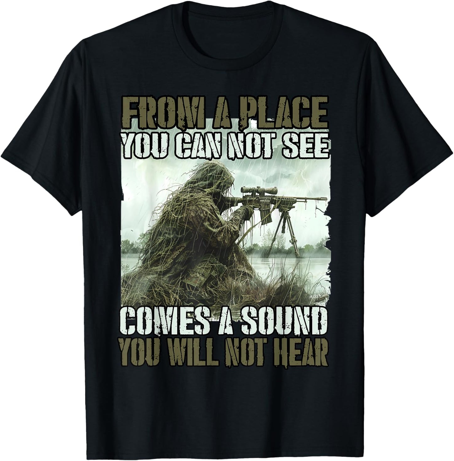 Bundeswehr sniper T ghillie camouflage suit KSK soldiers T-Shirt - T-Shirt | Black