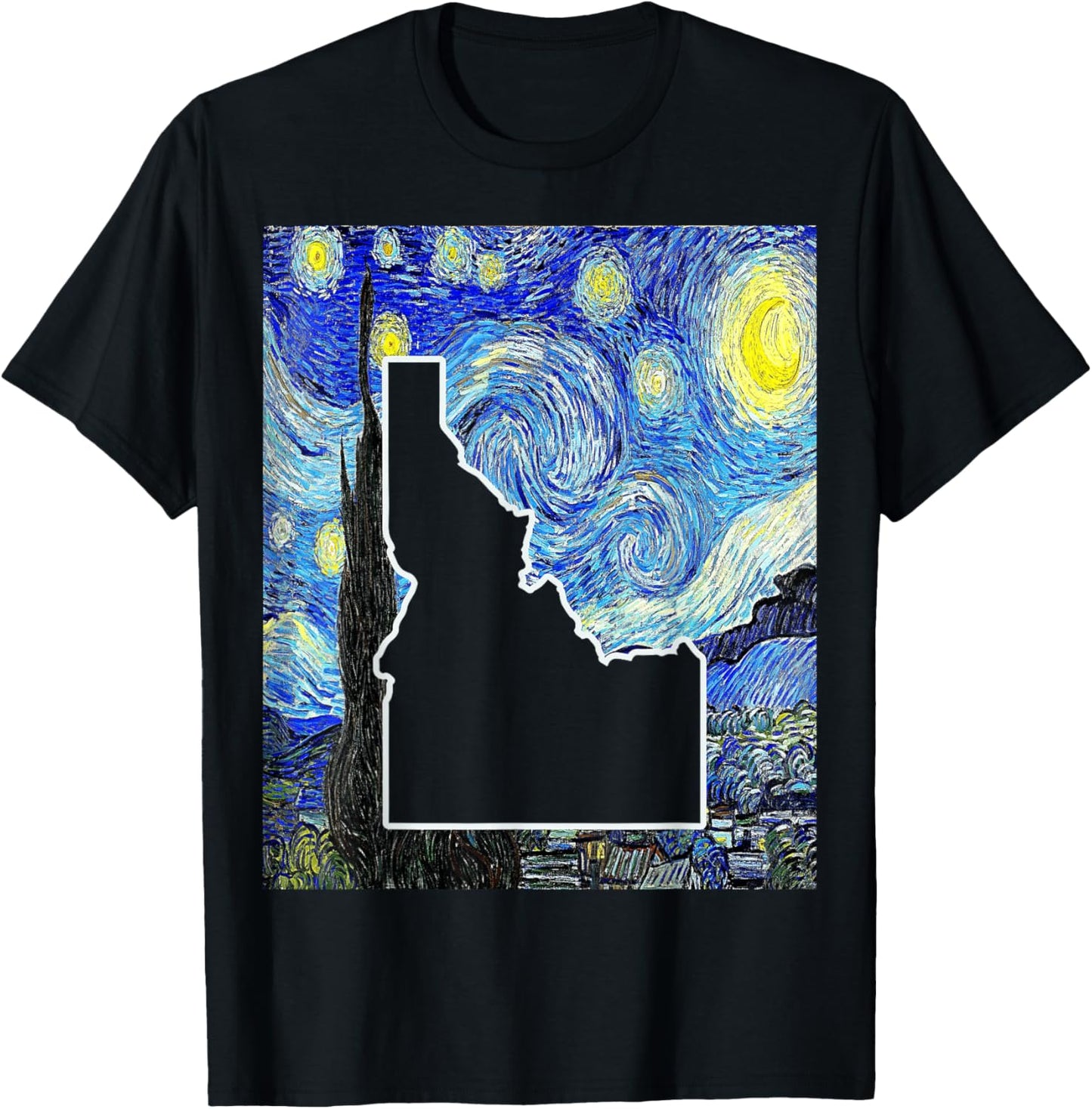 Idaho State Starry Night Idaho Map Idahoan T-Shirt - T-Shirt | Black