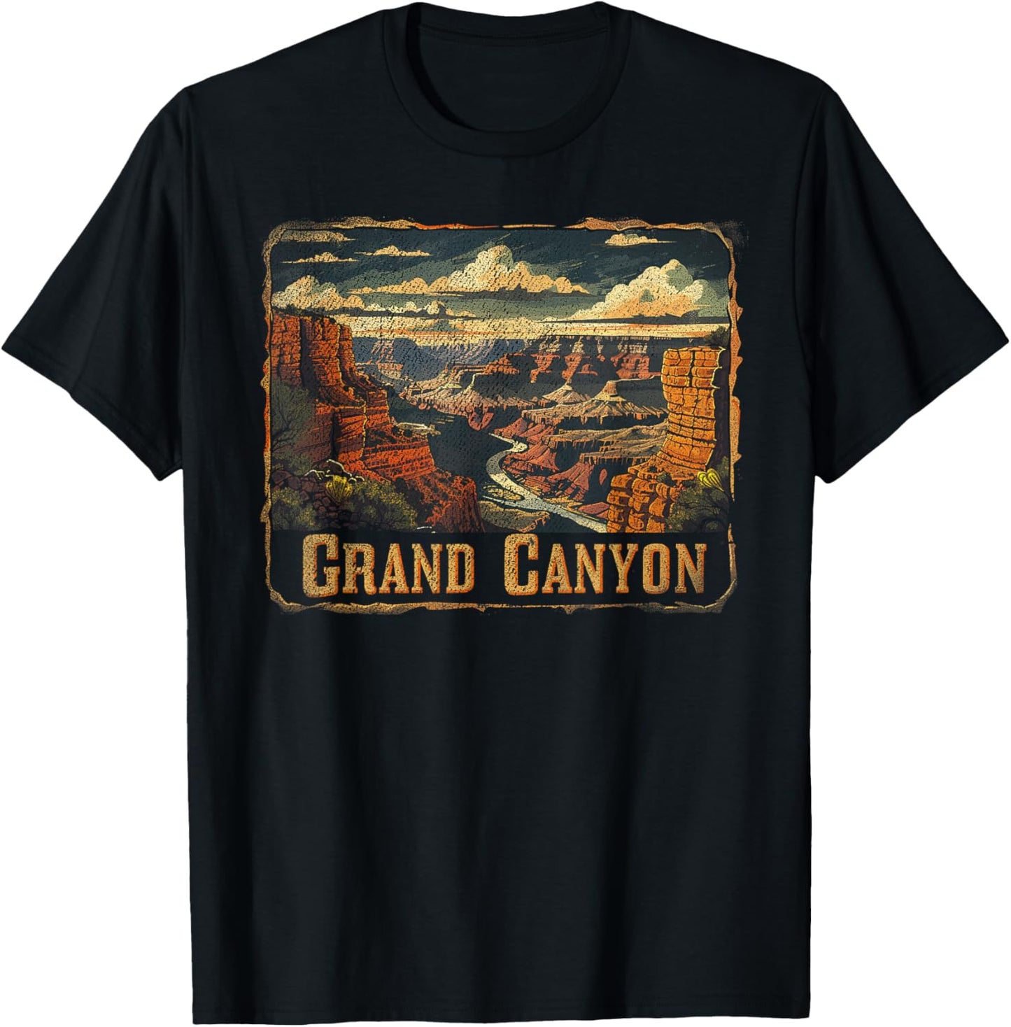 Grand Canyon - US National Park Vintage Men Women Kids Retro T-Shirt - T-Shirt | Black