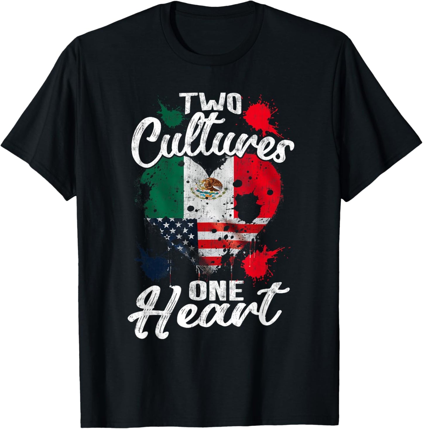 Zwei Kulturen EIN Herz Mexico USA Mexican American T-Shirt - T-Shirt | Black