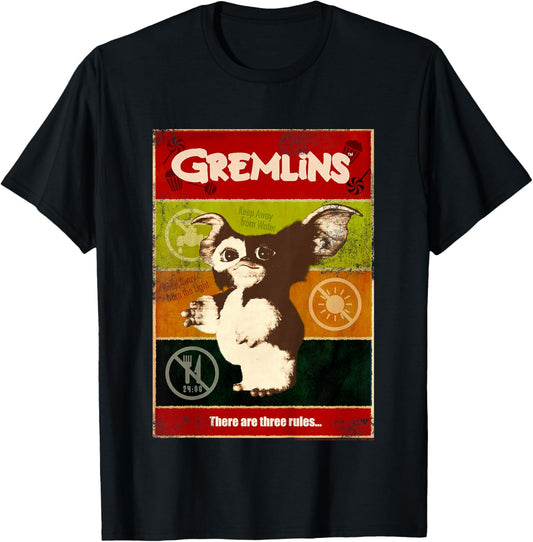 Kids Gremlins Gizmo Paneled Three Rules Poster T-Shirt - T-Shirt | Black