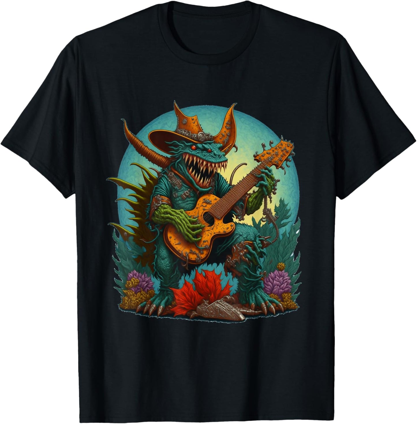 Hodag Country Fest Cowboy Hat Guitar Monster for Music Fans T-Shirt - T-Shirt | Black