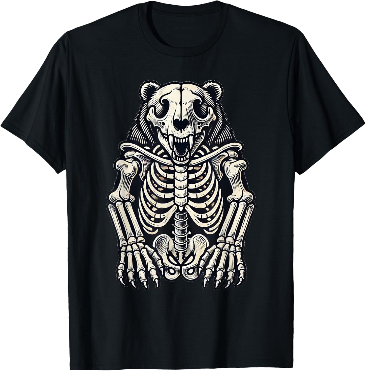 Bear Skeleton Halloween T-Shirt - T-Shirt | Black
