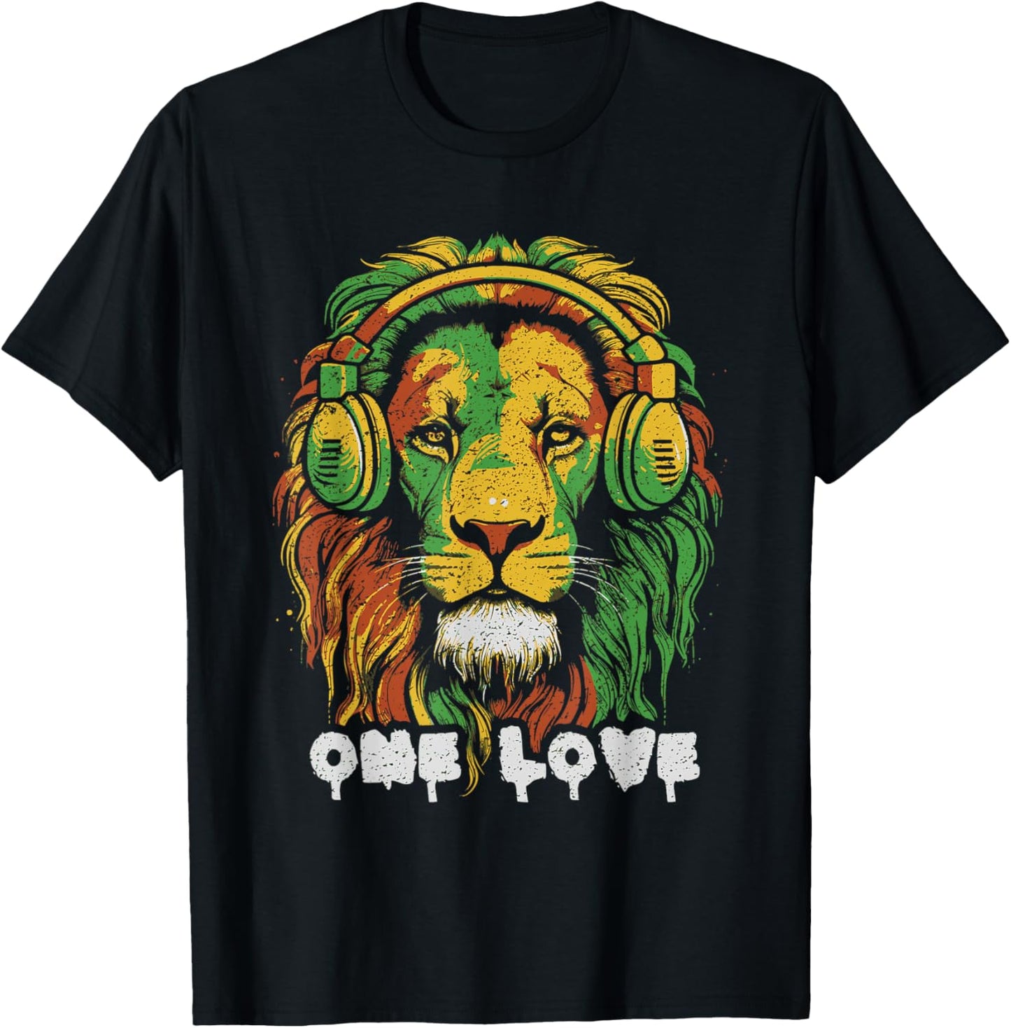 Rasta Lion Reggae Music Lion Of Judah Jamaican Pride T-Shirt - T-Shirt | Black