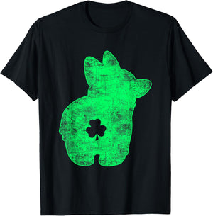 Happy St Patrick's Day Funy Saint Patricks Corgi Dog T-Shirt - T-Shirt | Black