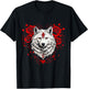 Floral Wolf Valentines Day Flowers Rose Vintage Loves Wolves T-Shirt - T-Shirt | Black
