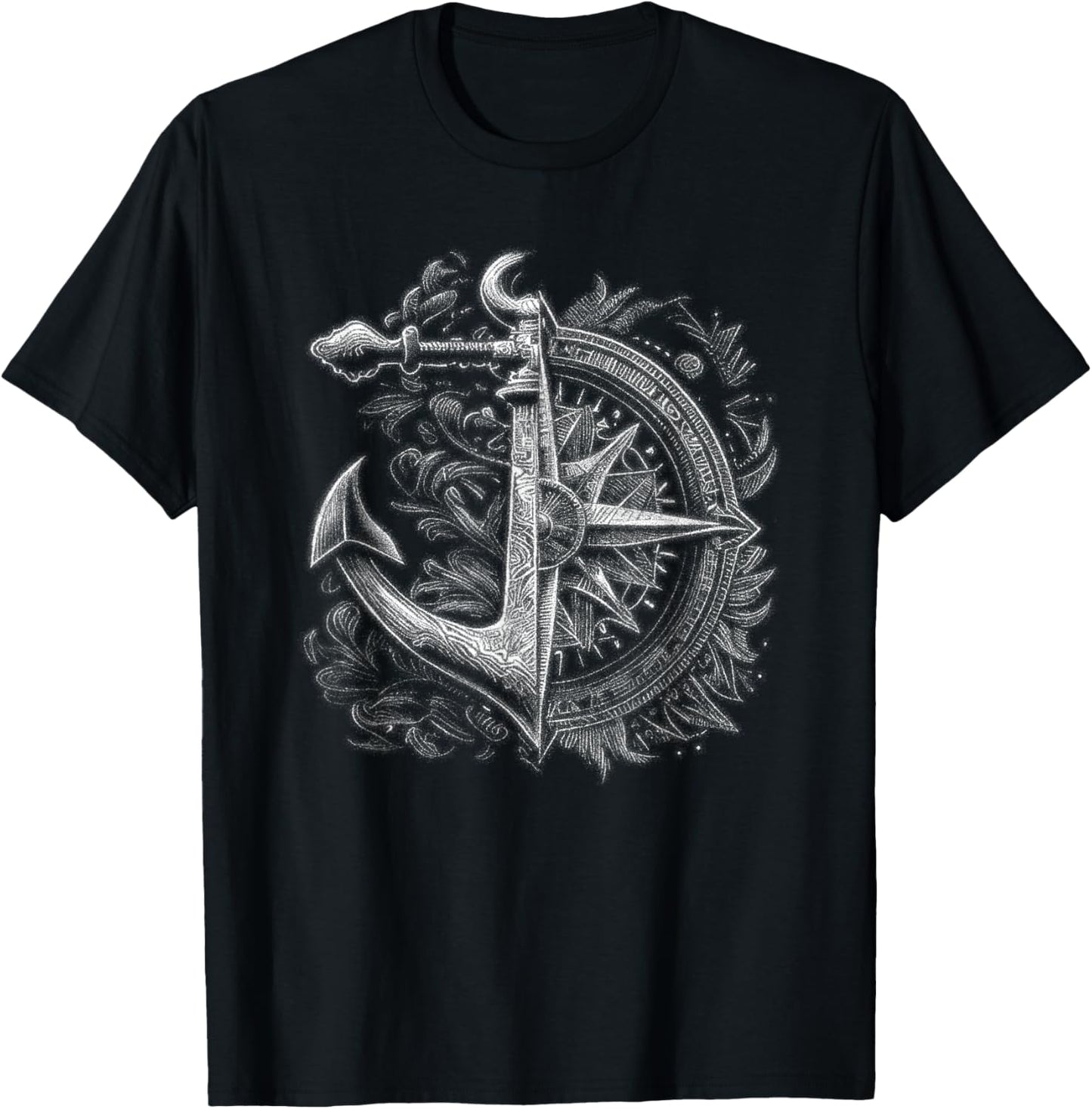 Compass Anchor Sea Lover Marine Life Lover T-Shirt - T-Shirt | Black