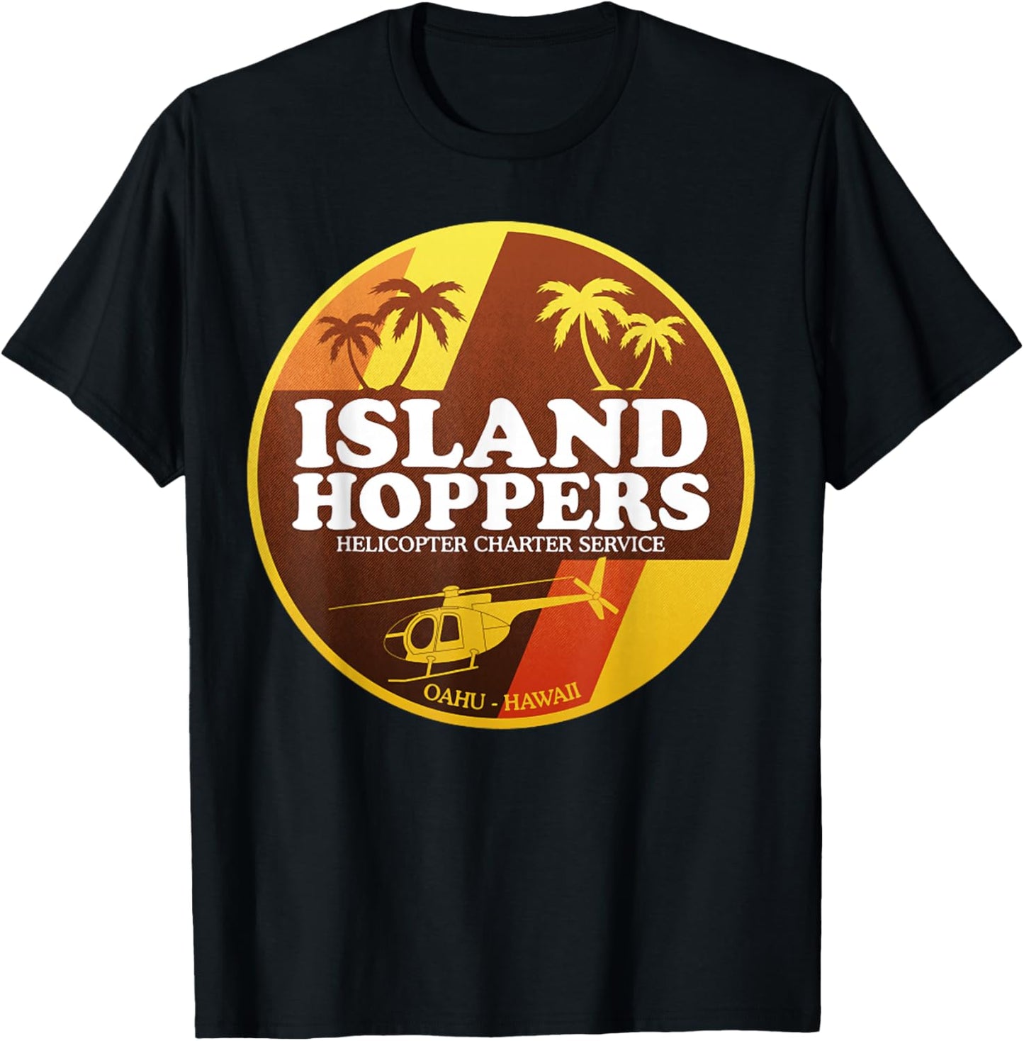 Island Helicopter Charter Service Hoppers 1980 T-Shirt - T-Shirt | Black