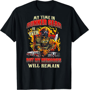 Retired Firefighter My Time In Bunker Gear Is Over (on back) T-Shirt - T-Shirt | Black