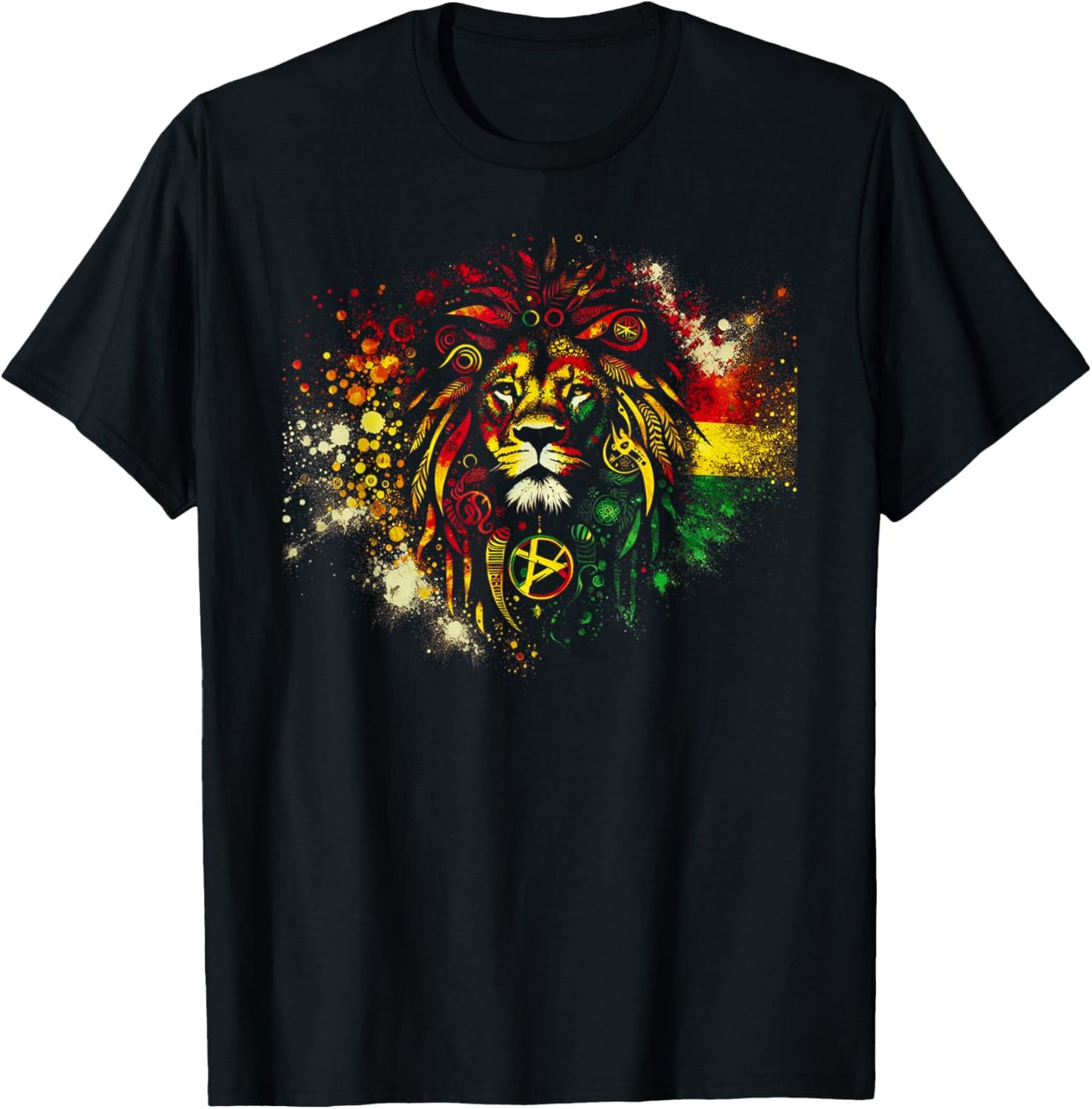 Symbolic Rasta Lion T-Shirt - T-Shirt | Black