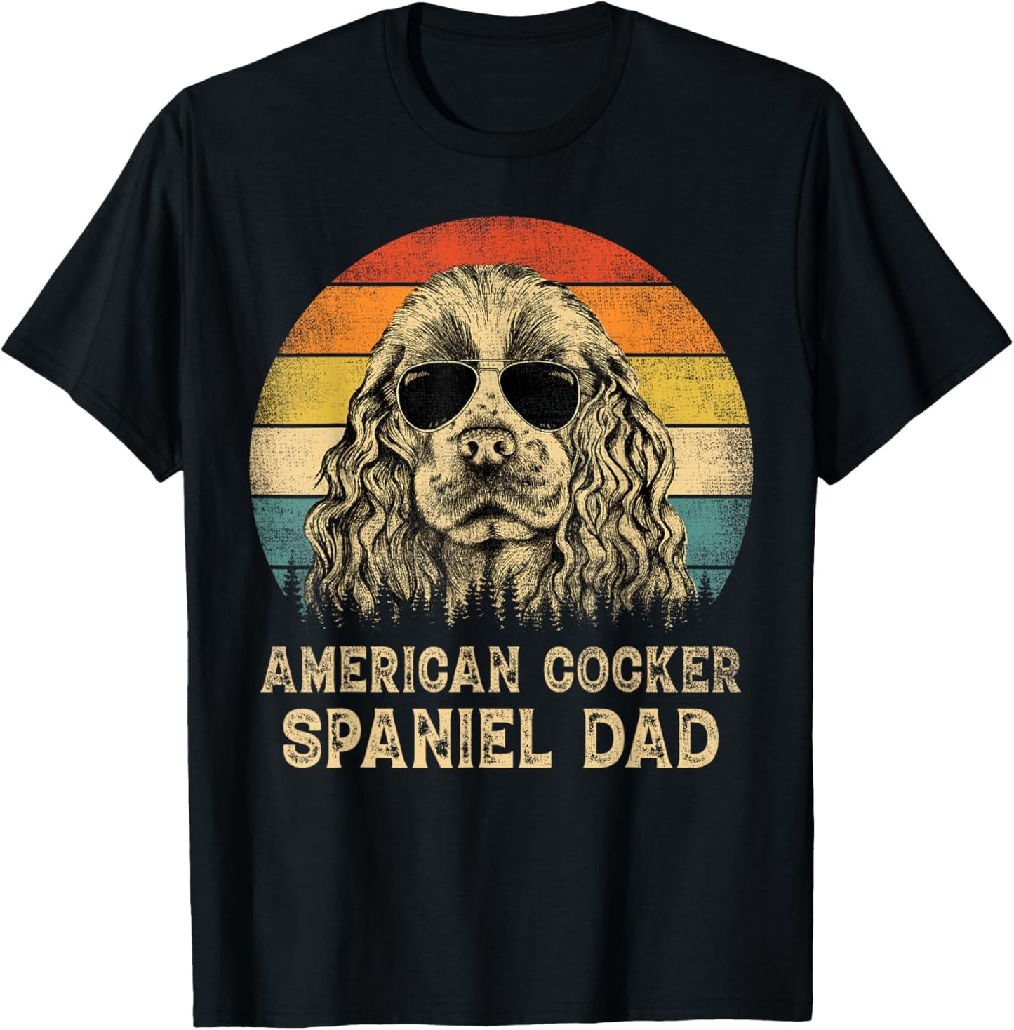 Vintage American Cocker Spaniel Dad Dog Lovers Father's Day T-Shirt - T-Shirt | Black