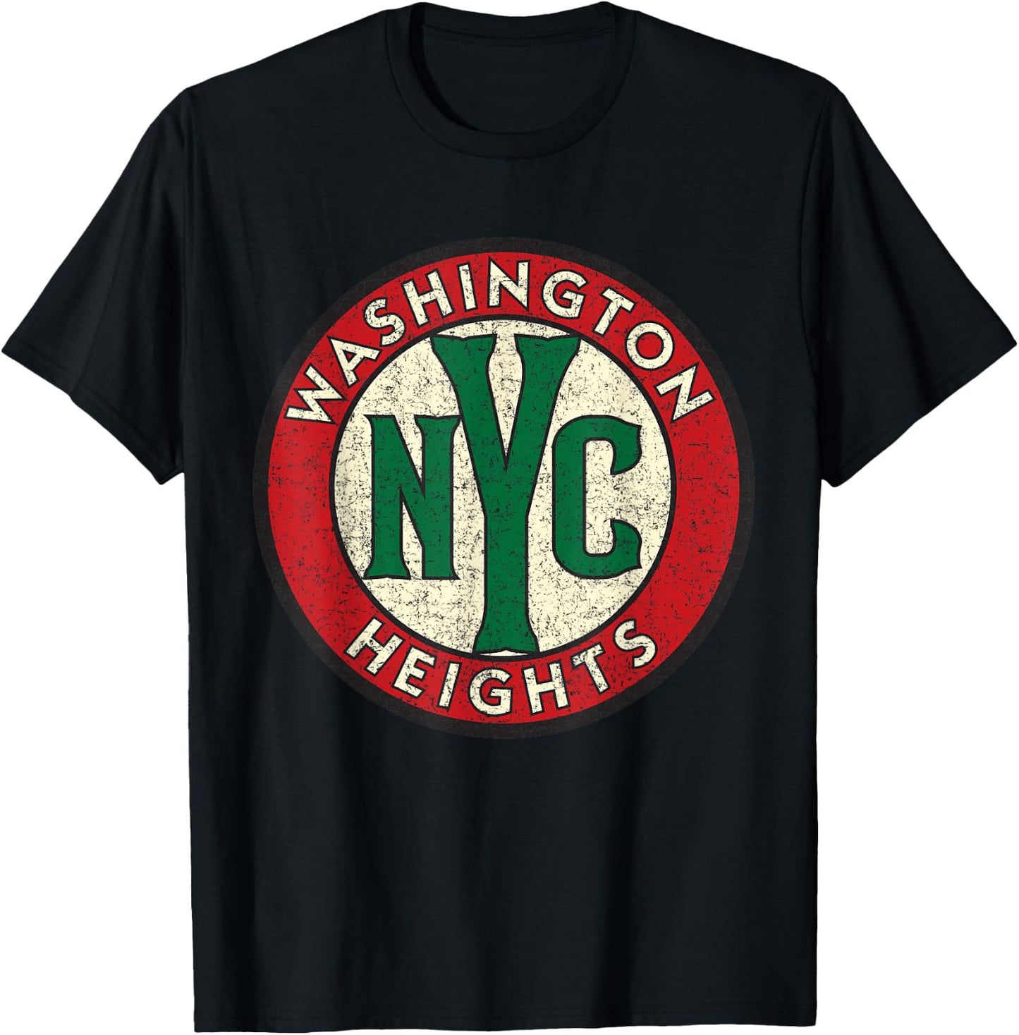 Washington Heights NYC Circle Sign Distressed Print T-Shirt - T-Shirt | Black