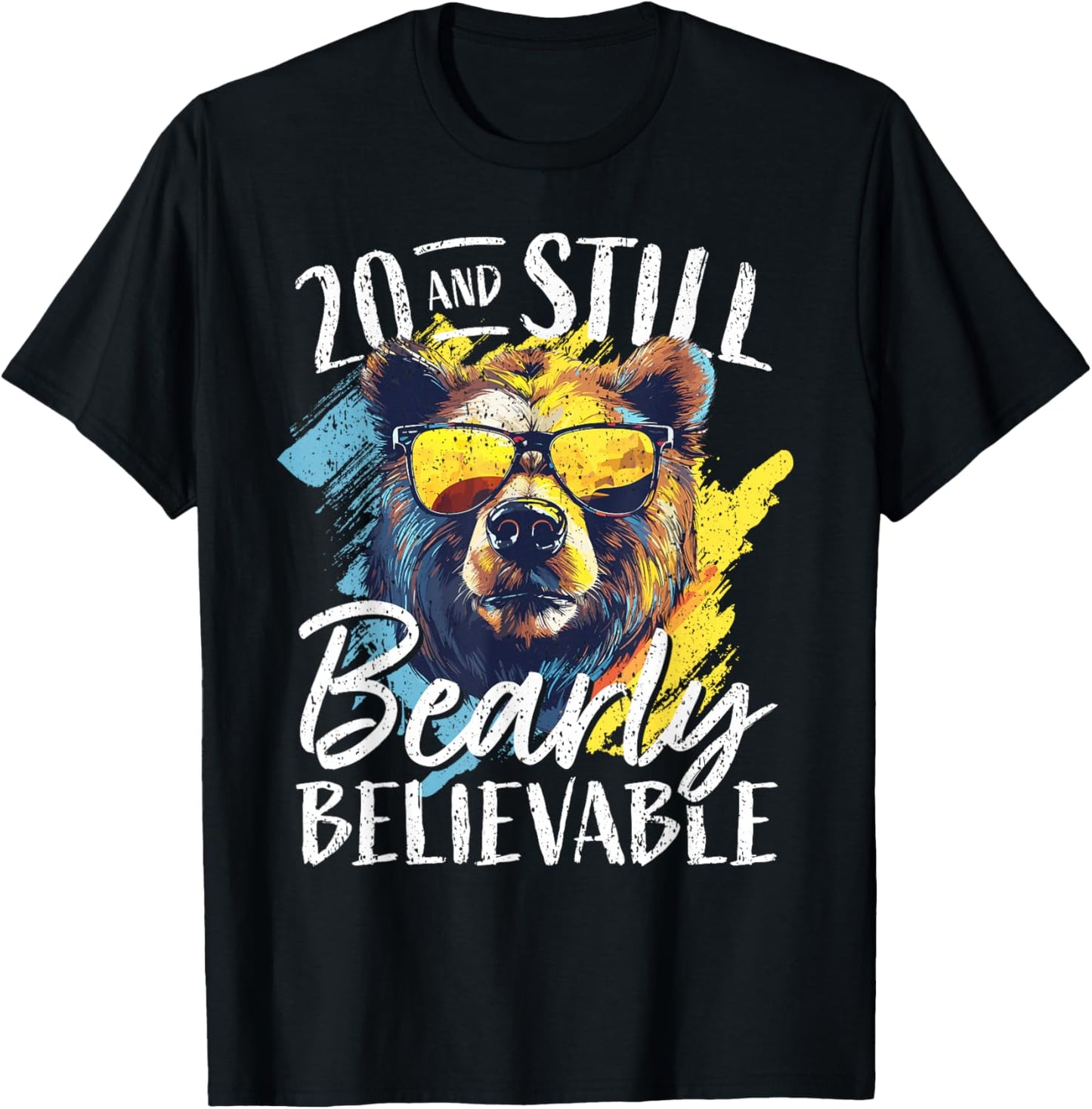 20th Birthday Father Bear Age 20 Years T-Shirt - T-Shirt | Black